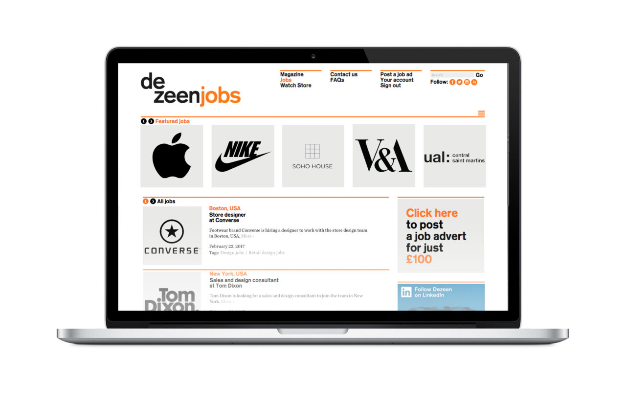 Advertise on Dezeen Jobs!