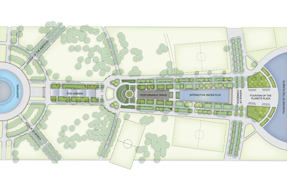 Fountain of the Fairs renovation by Quennell Rothschild & Partners. Credit: Quennell Rothschild & Partners.