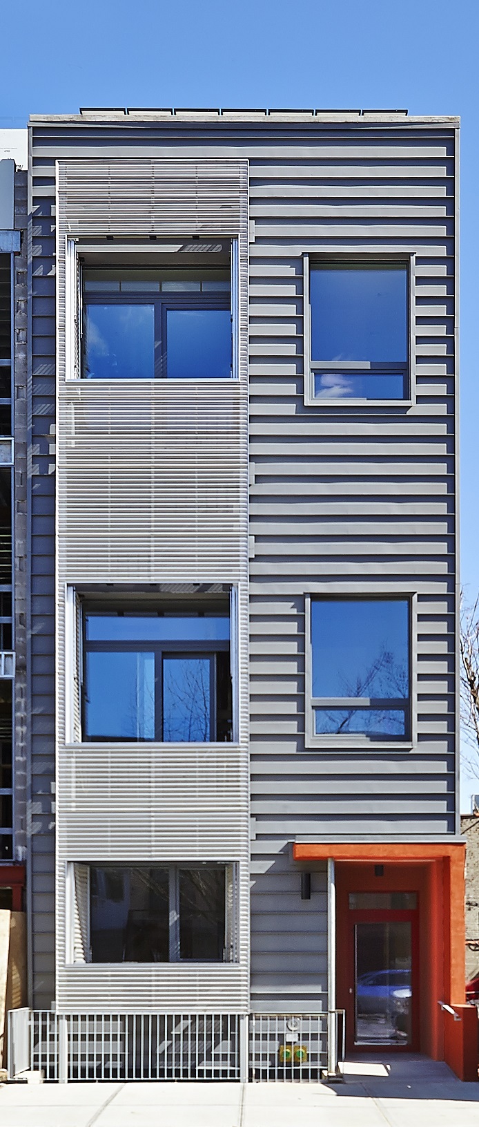 R-951 Residence: NYC Passive House + Net Zero Row House by Paul A. Castrucci, Architect. Photo: Timothy Bell.
