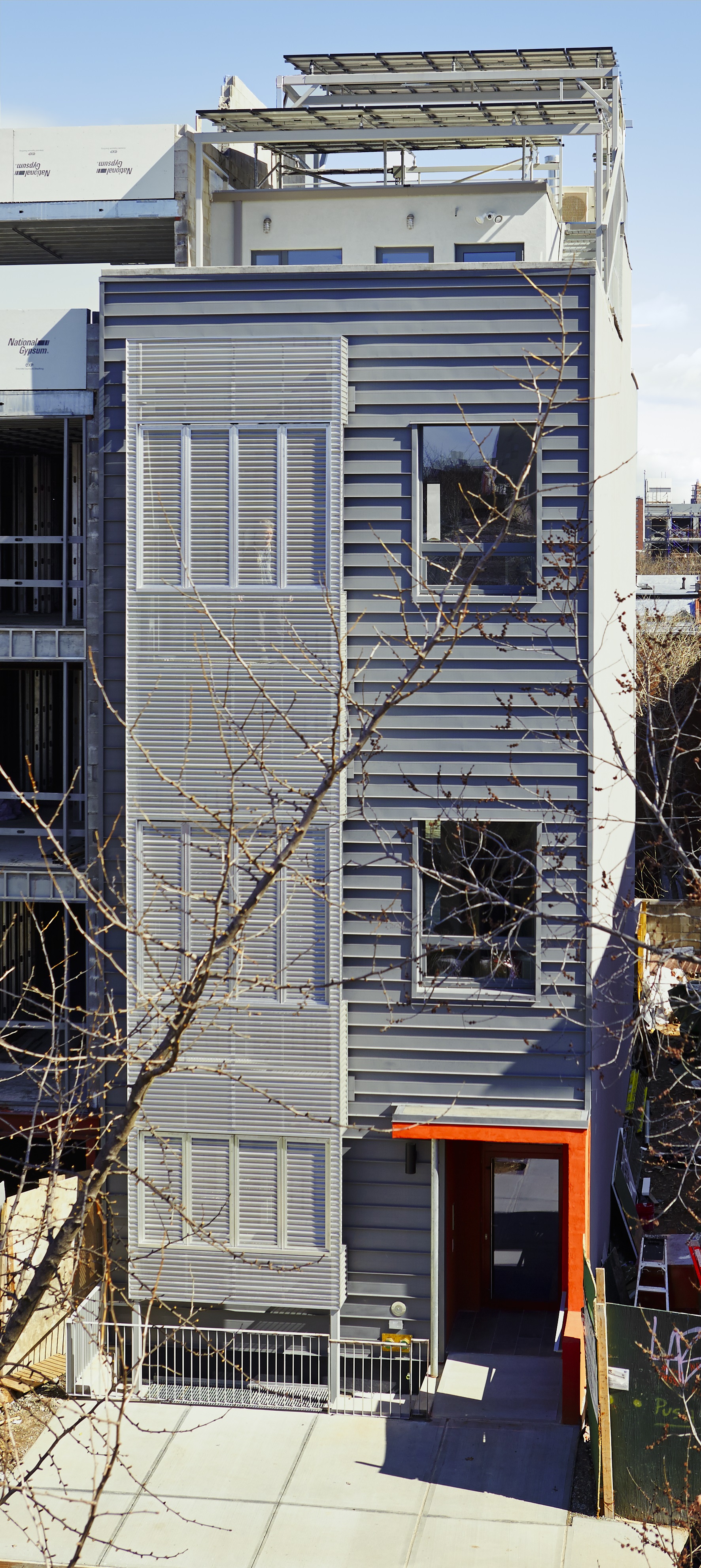 R-951 Residence: NYC Passive House + Net Zero Row House by Paul A. Castrucci, Architect. Photo: Timothy Bell.