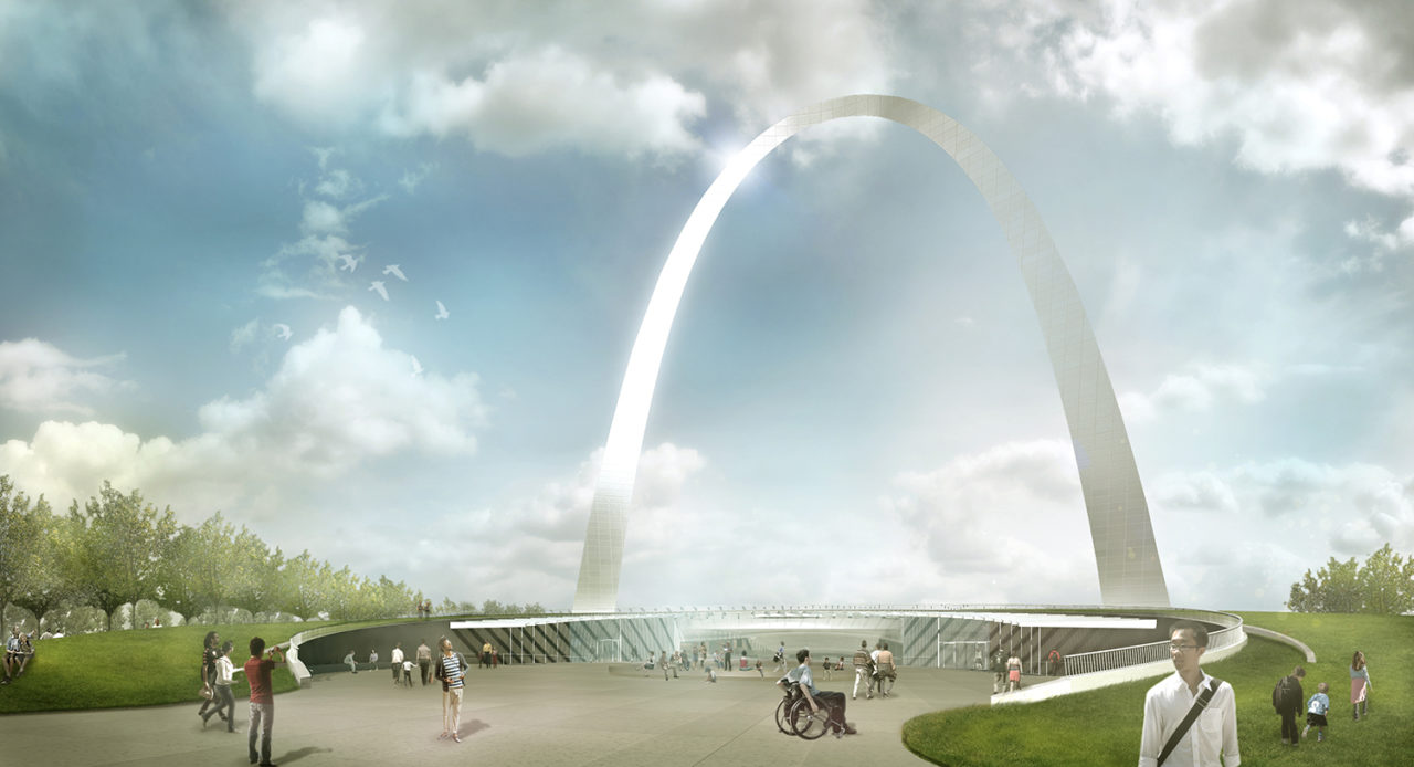 Gateway Arch Museum renovation and expansion by Cooper Robertson with James Carpenter Design Associates, Trivers Associates, and Michael Van Valkenburgh Associates. Credit: JCDA.