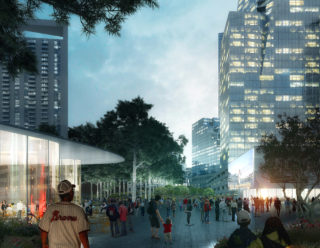 Project: Buckhead Park Over GA400. Architect: ROGERS PARTNERS Architects + Urban Designers. Local Architect: ASD | Sky. Landscape Architect: Nelson Byrde Woltz Landscape Architects.