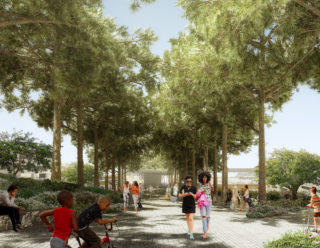 Project: Buckhead Park Over GA400. Architect: ROGERS PARTNERS Architects + Urban Designers. Local Architect: ASD | Sky. Landscape Architect: Nelson Byrde Woltz Landscape Architects.