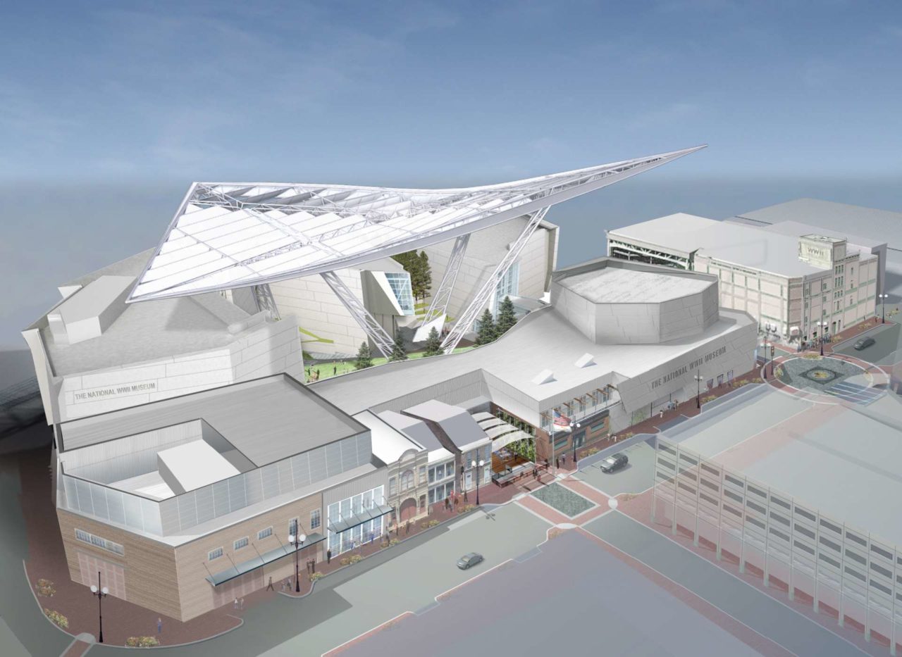 National WWII Museum Bollinger Canopy of Peace by Voorsanger Architects and Mathews Brierre Architects. Credit: Voorsanger Architects and Mathews Brierre Architects.