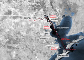 Houston-Galveston Area Protection System (H-GAPS) by ROGERS PARTNERS Architects + Urban Designers. Credit: Courtesy of ROGERS PARTNERS Architects + Urban Designers.