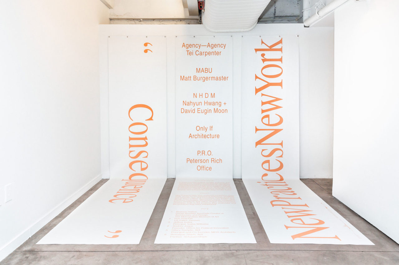 Installation view of New Practices New York. On view at the Center for Architecture through July 7. Photo: Erik Bardin.