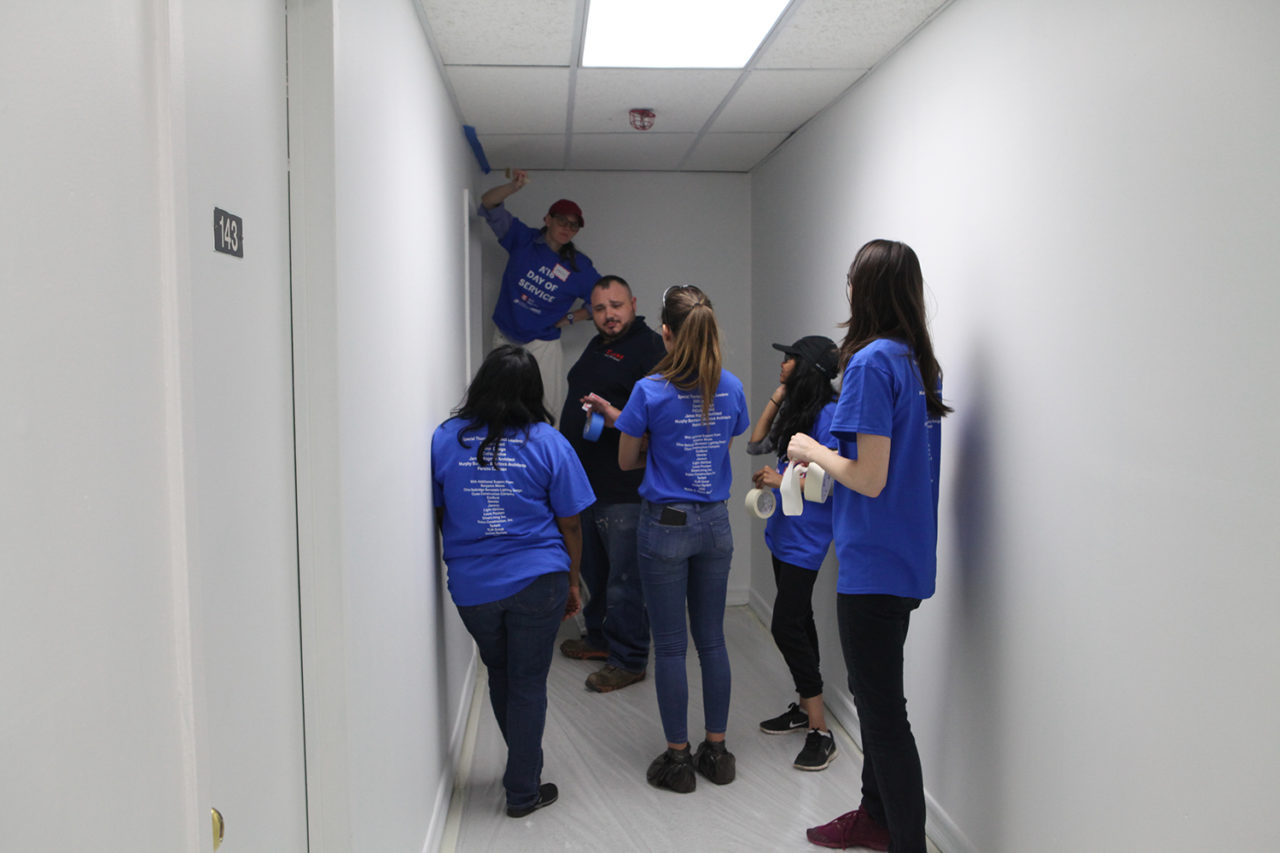 1100 Architect joined forces with CAMBA, an organization helping the homeless, to update their outdated reception space and host a charrette for a new reception desk design. Courtesy Center for Architecture.