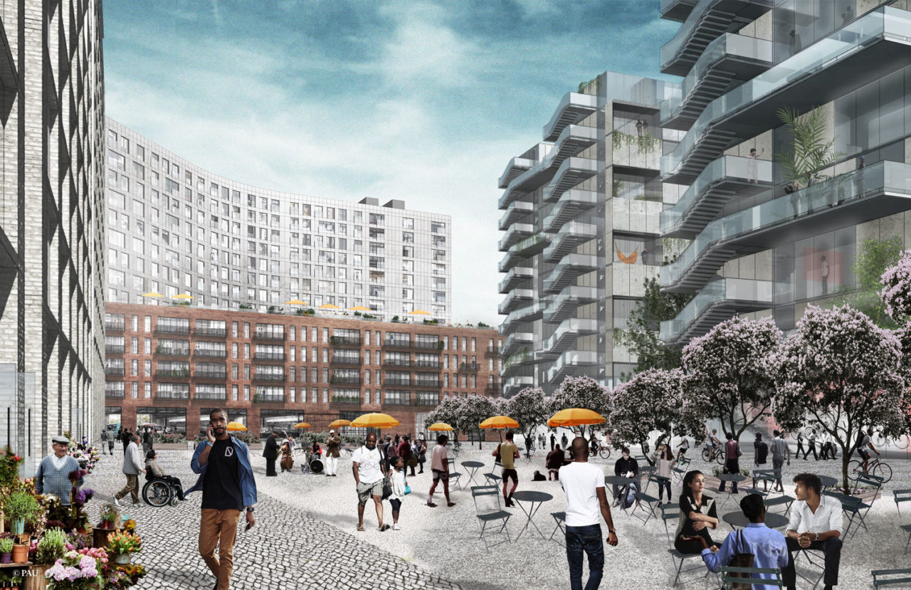 Part of the 8-acre master plan and architectural design of a 625,000-square-foot building for Lotus Equity Group in downtown Newark. Image: PAU.