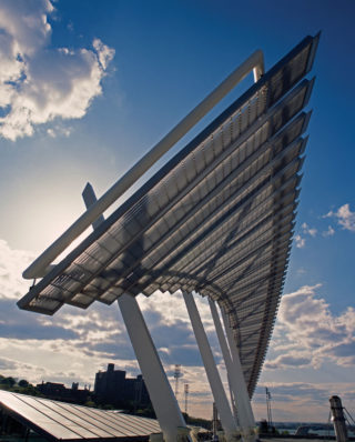Roof detail of HOK's St. George Ferry Terminal, completed in 2005. Photo: Adrian Wilson.