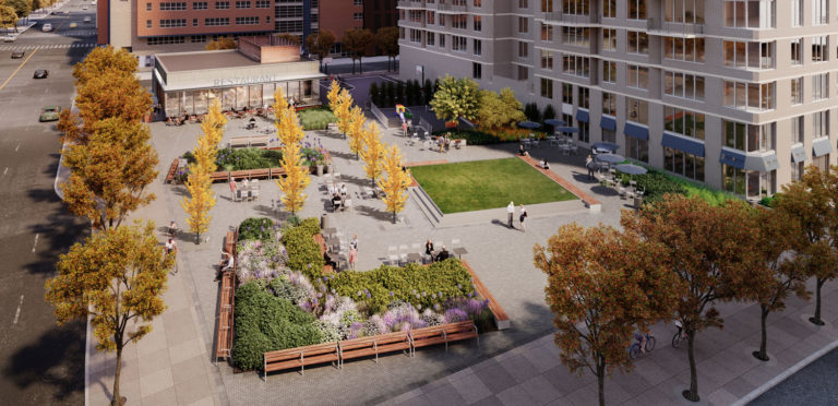 A new POPS (Privately Owned Public Space) is currently under construction on the border of Murray Hill and Kips Bay. Credit: Nova Concepts, Inc.