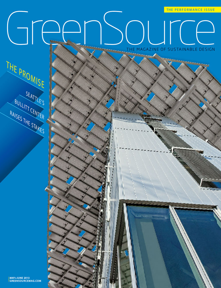 Bullitt Center Cover Story, GreenSource, May + June 2013. Photo: GreenSource.