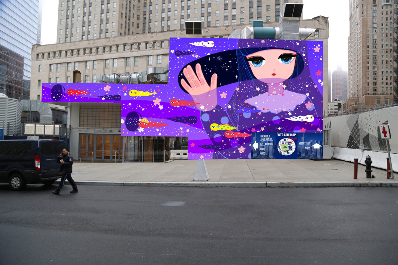 A view of the mural's south wall, featuring Sticky Monger.