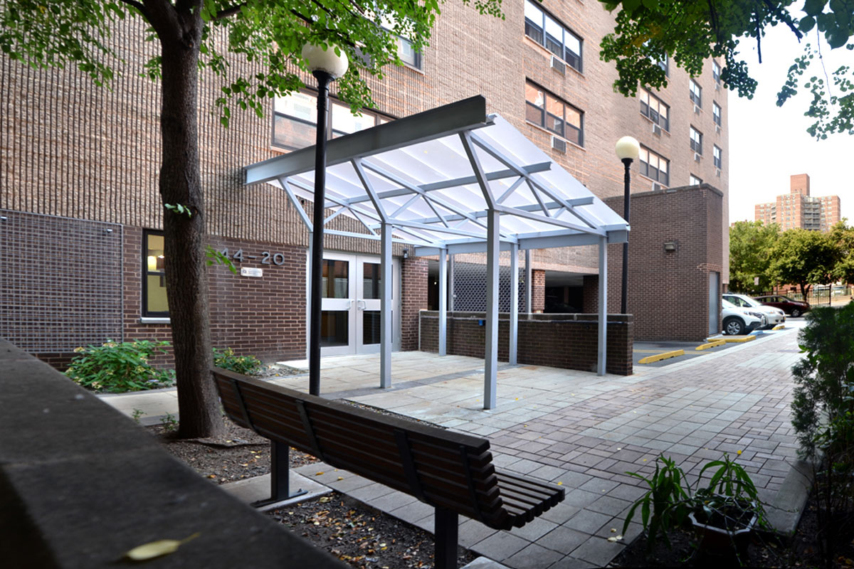 Sunnywood Apartments Canopy, Woodside, NY. Photo: Laura Heim Architect PLLC.