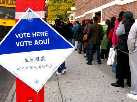 Voting line in Brooklyn. Credit: April Sikorski.