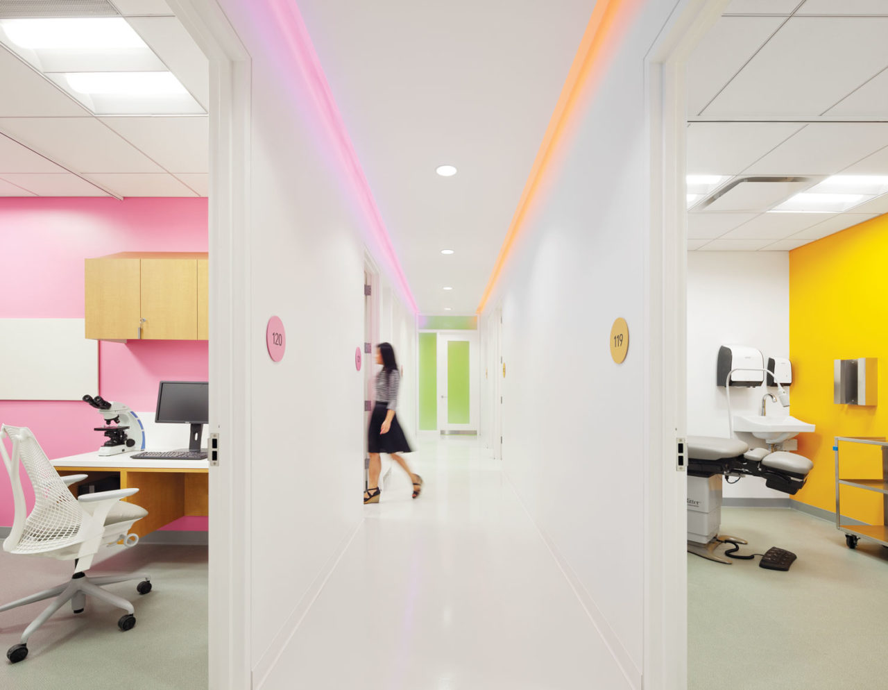 Colored wayfinding at the Planned Parenthood in Queens. Photo: Michael Moran/OTTO.