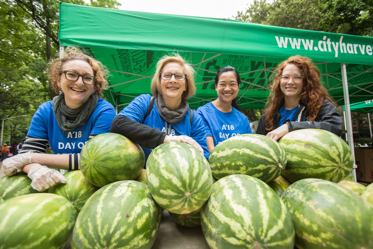 FXCollaborative’s team worked with City Harvest to distribute 1,100 pounds of fresh produce to NYC Housing Authority residents. Image credit: Todd Winters.