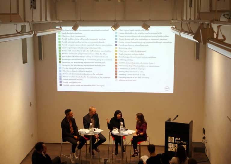 Civic Impact in Practice panel at the Center for Architecture. Image credit: Center for Architecture.