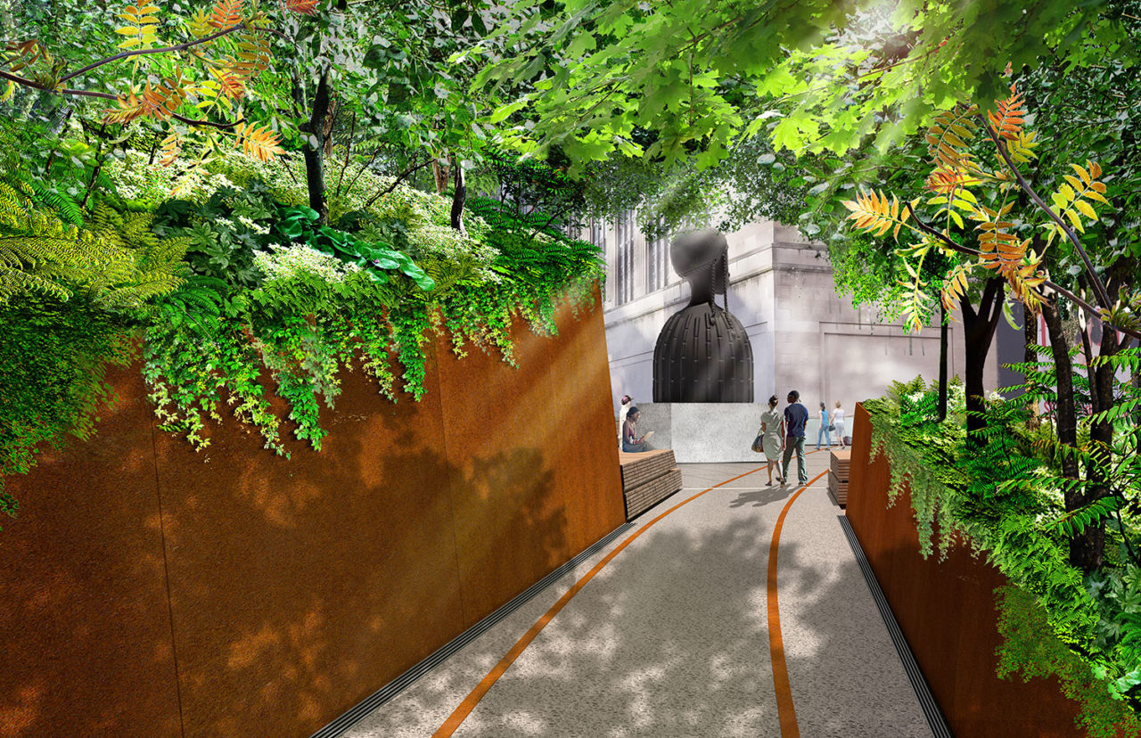 The High Line Spur by James Corner Field Operations (Project Lead) with Diller Scofidio + Renfro and Piet Oudolf. Art by Simone Leigh. Image credit: James Corner Field Operations and Diller Scofidio + Renfro.