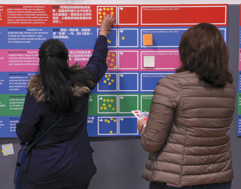As part of the extensive D15 Diversity Plan process, WXY organized large public workshops and numerous informal engagements to develop community-based solutions. Photo: Courtesy of WXY.