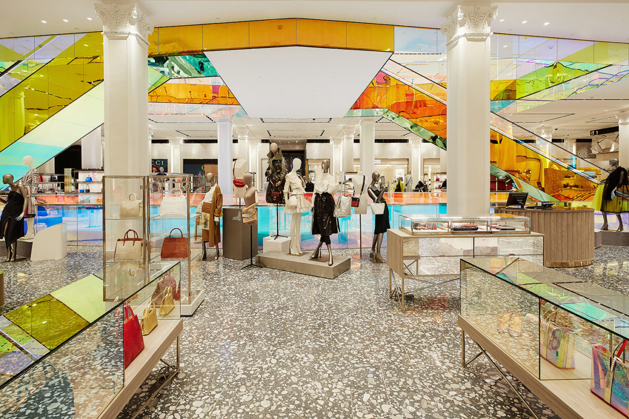 Saks Fifth Avenue main floor renovation by Gensler and Saks planning and design team, with escalators by OMA. Image credit: Justin Bridges.