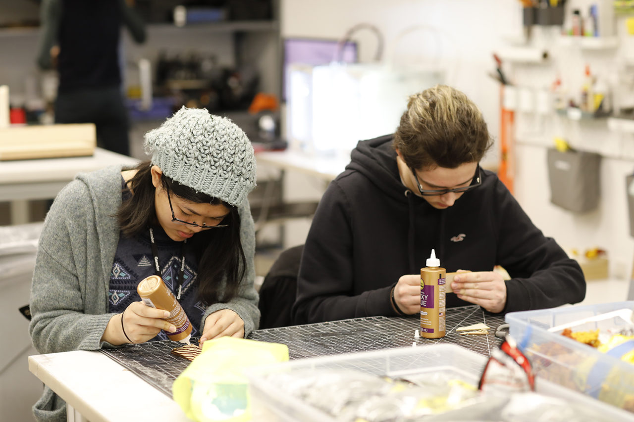 Corrine Soo and Mateusz Wos get some hands-on experience at Gensler. Image courtesy of Gensler.