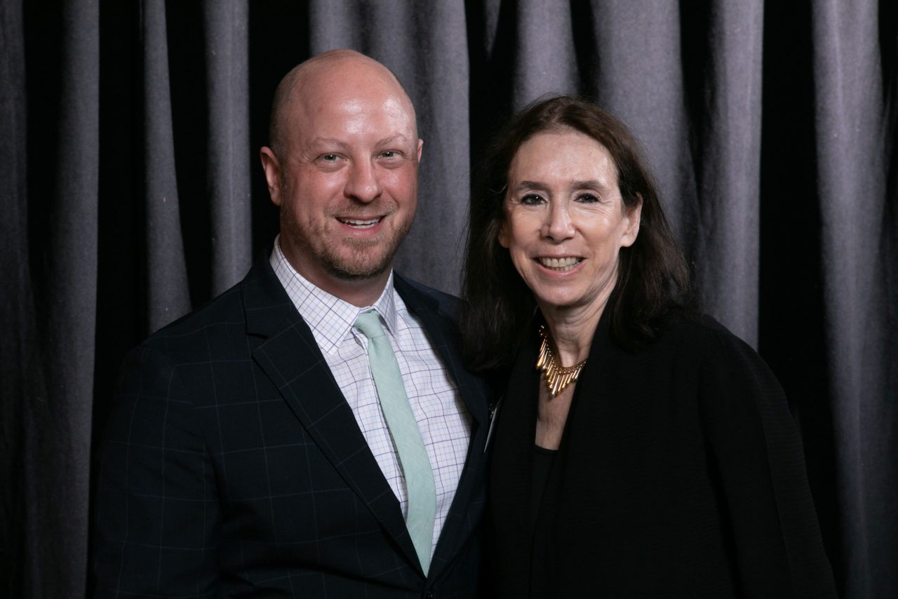 Benjamin Prosky, Assoc. AIA, Executive Director, AIANY, and Wendy Evans Joseph of Studio Joseph who accepted an Architecture Merit Award for the University of Pennsylvania Larry Robbins House Renovation. Photo: Sam Lahoz.