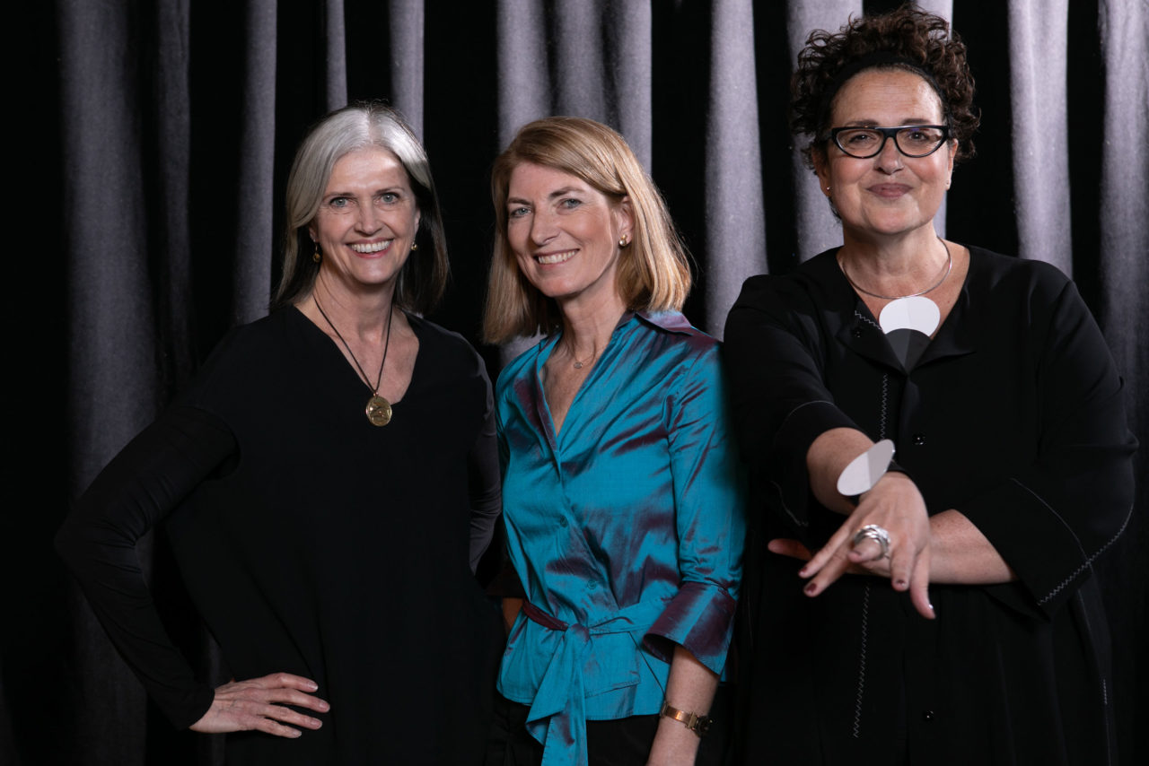 Deborah Berke, FAIA, LEED AP, of Deborah Berke Partners; Rosanne Haggerty of Community Solutions; Cindy Allen of Interior Design. Photo: Sam Lahoz.