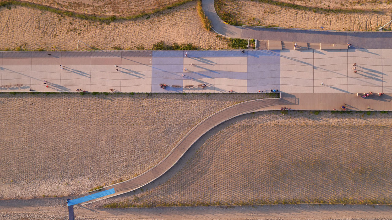 Rockaway Boardwalk, New York, NY. Photo: Albert Vecerka/Esto.