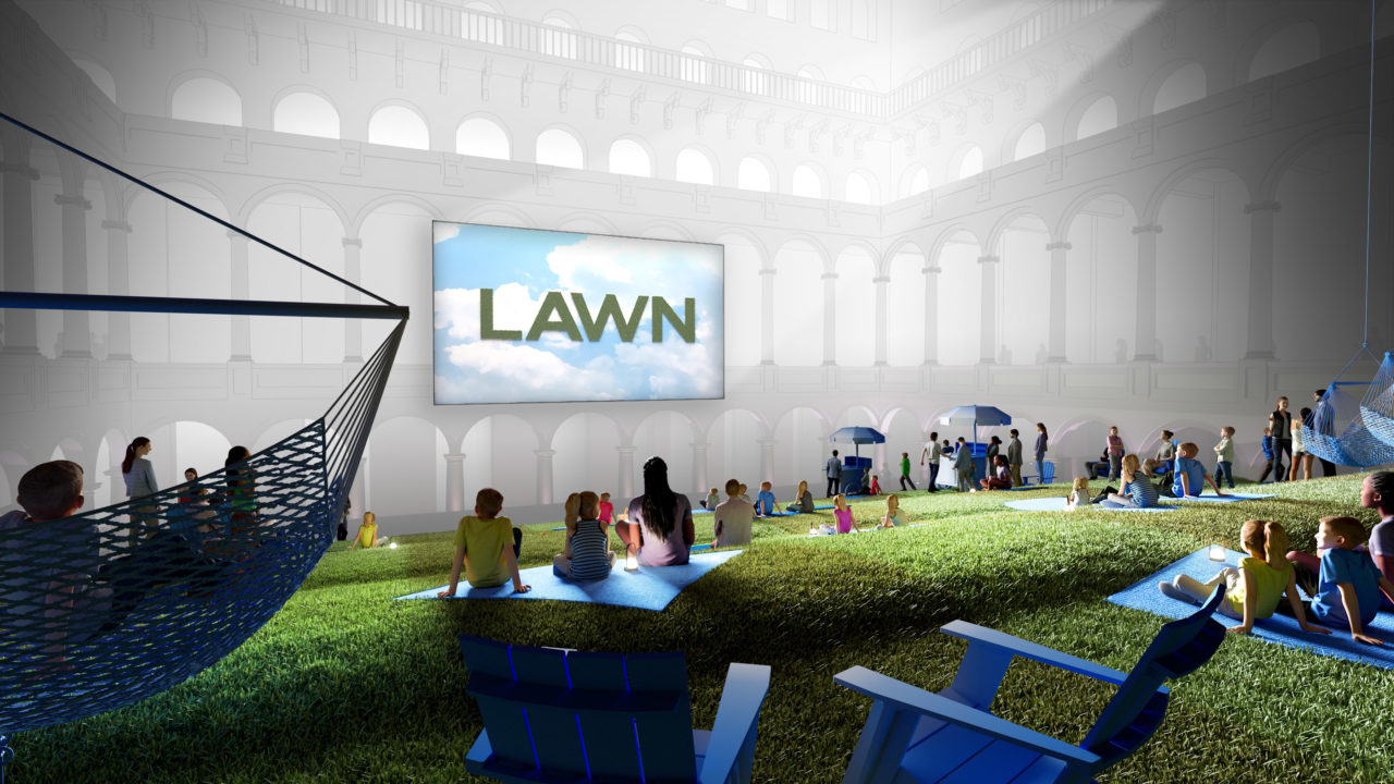 Lawn at the National Building Museum by the LAB at Rockwell Group. Image credit: The LAB at Rockwell Group.