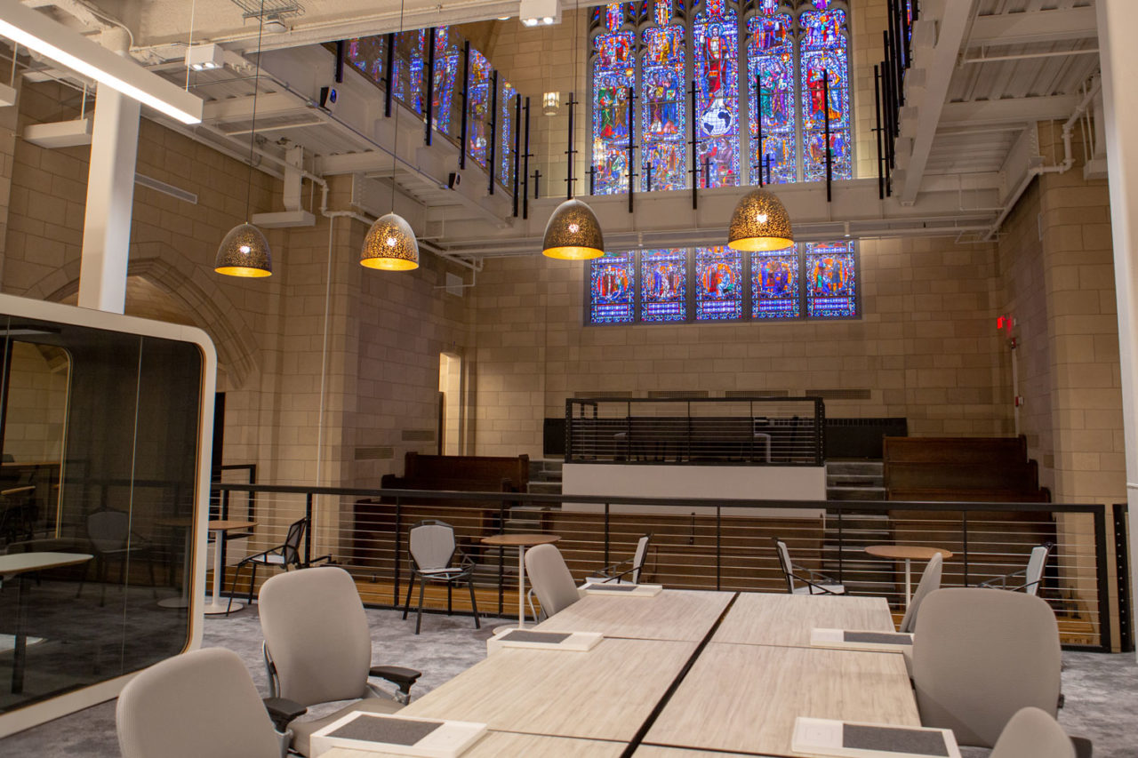 Audible’s Innovation Cathedral in Newark, designed by Spector Group, Perkins Eastman, and Mikesell Associates. Photo: Ashlee Harrison.