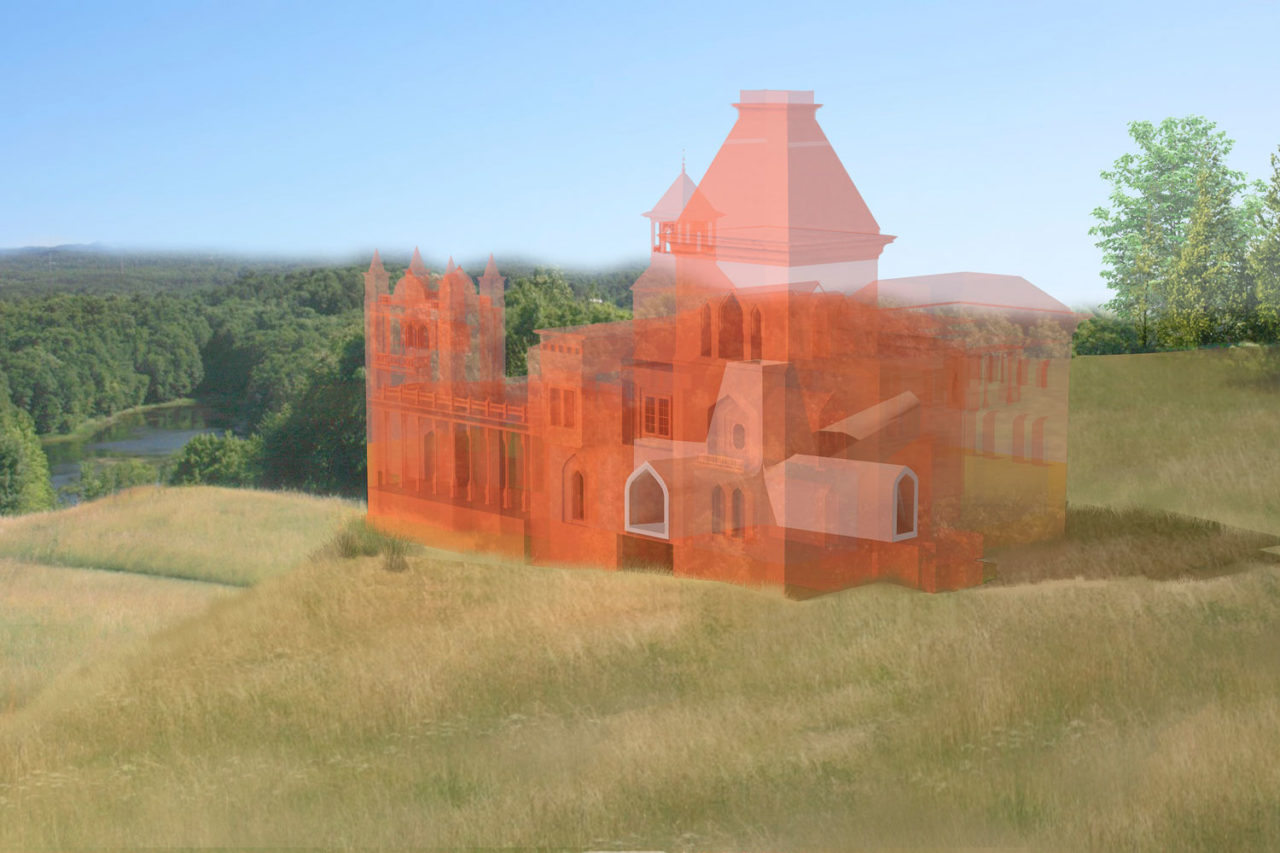 'Ombrally' by Amale Andraos and Dan Wood of WORK ac in ‘In Frederic Church’s Ombra: Architecture in Conversation with Nature’ at the Olana State Historic Site in Hudson, NY. Photo: Peter Aaron.