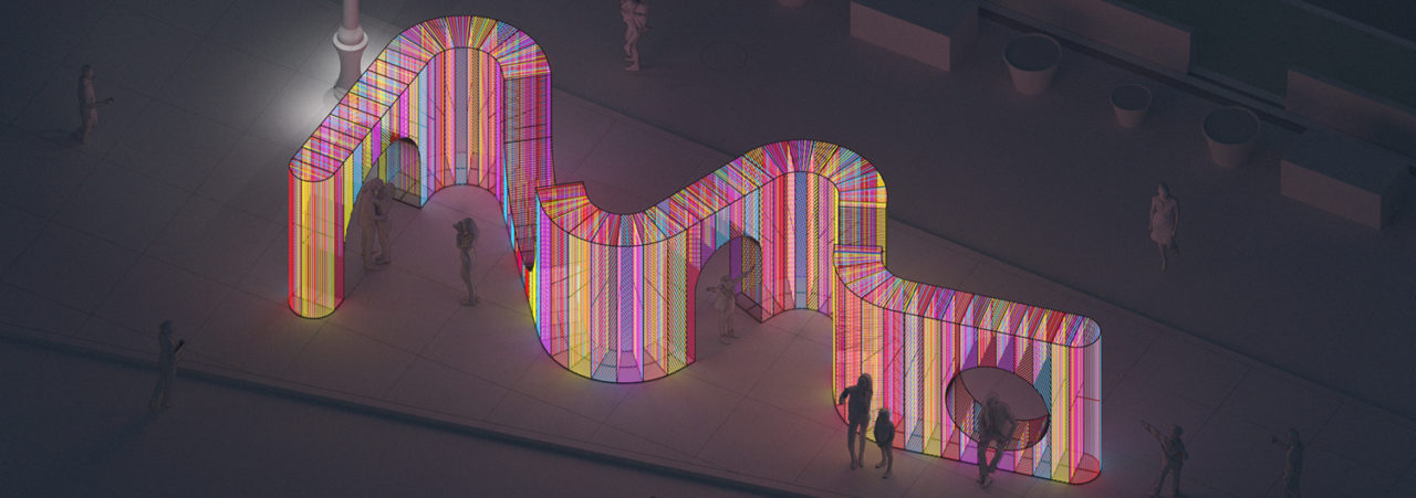 Flatiron Public Plaza Holiday Design Competition winner, Ziggy, by Hou de Sousa. Image credit: Hou de Sousa.