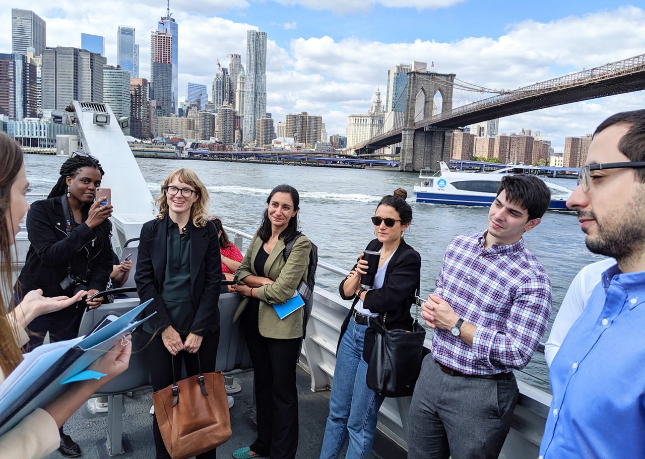 The September 13 session began at the Pier 11/Wallstreet Ferry Terminal, allowing the CLP participants to see the many adjacent scales and functions of the waterfront. Image credit: Center for Architecture.