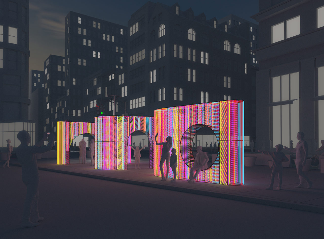 Flatiron Public Plaza Holiday Design Competition winner, Ziggy, by Hou de Sousa. Image credit: Hou de Sousa.