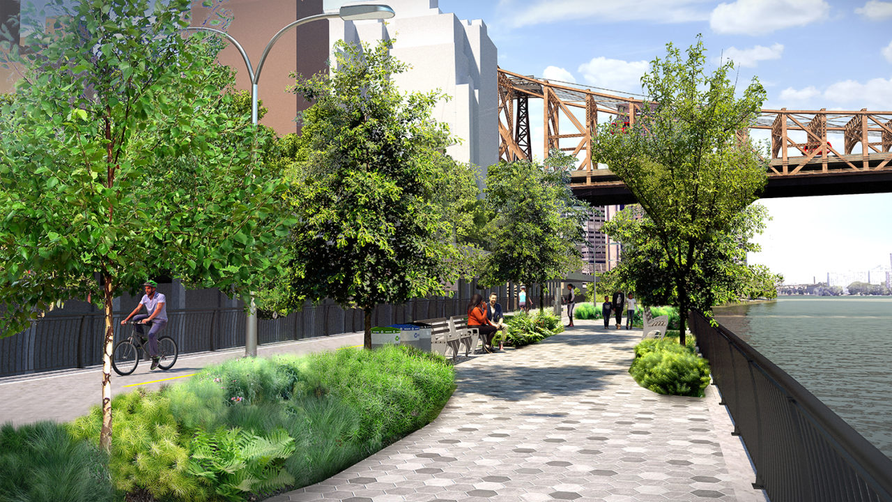 East Midtown Greenway by Stantec. Image credit: Stantec/NYCEDC.