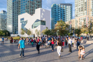 re Merit Award: Hunters Point Library by Steven Holl Architects and Michael Van Valkenburgh Associates, in Long Island City, NY. Photo: Iwan Baan.