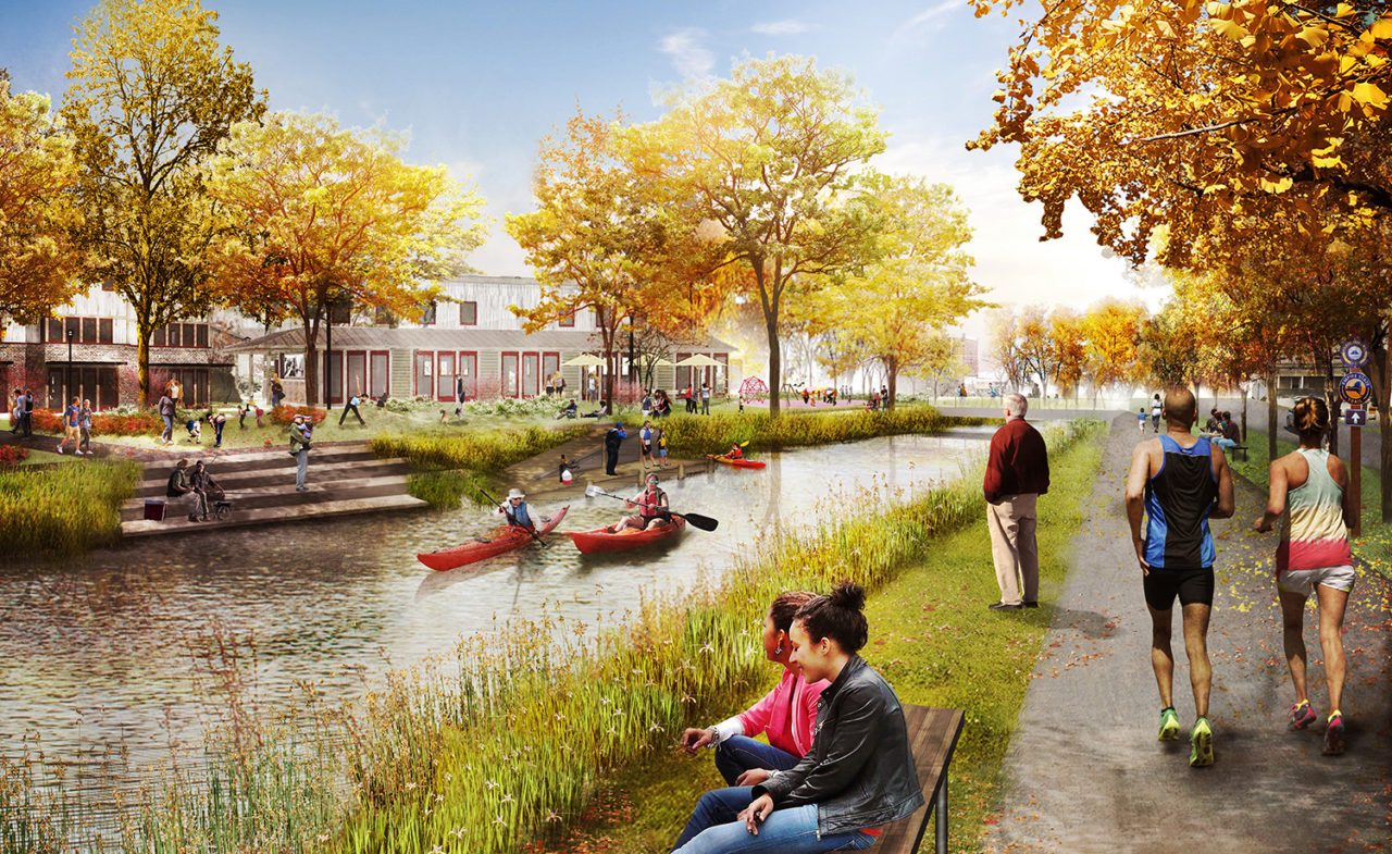 New York State Plan to Reimagine the Erie Canal, led by BuroHappold. Image: BuroHappold Office for Visual Interaction and Michael Van Valkenburgh Associates.