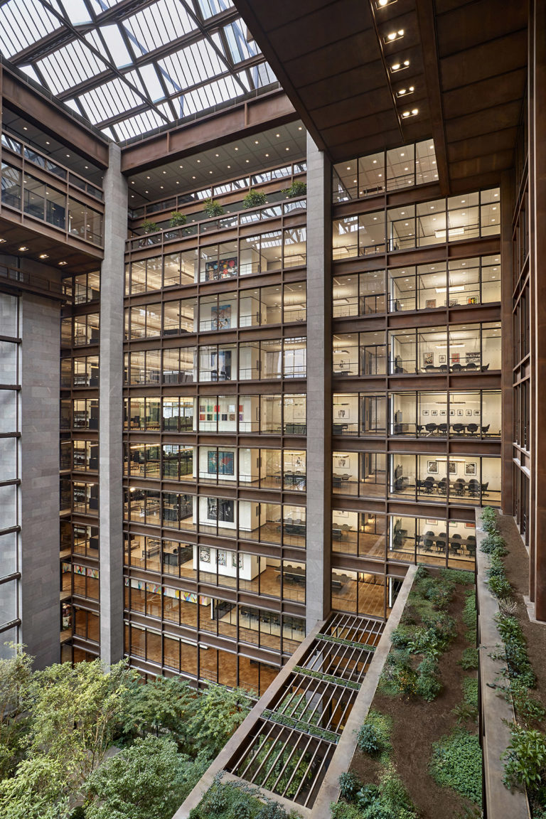 Interiors Honor Award: Ford Foundation for Social Justice Restoration by Gensler, Raymond Jungles, and SiteWorks, in New York, NY. Photo: Garrett Rowland/Gensler.