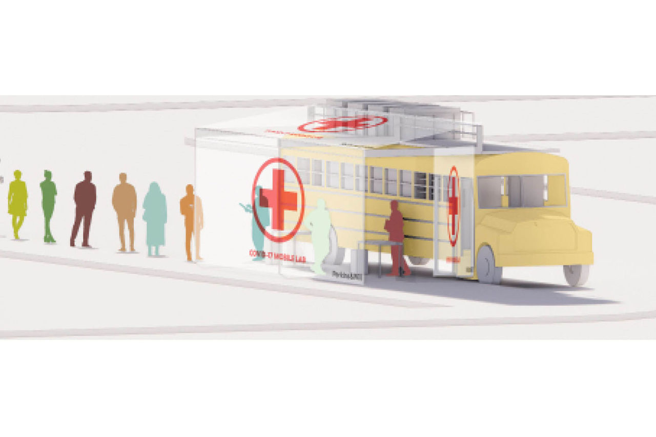 Mobile COVID-19 Testing Labs by Perkins and Will, Arup, and Schmidt Hammer Lassen. Image: Perkins and Will, Arup, and Schmidt Hammer Lassen.
