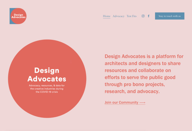 Homepage of the Design Advocates,www.design-advocates.org. Image: Design Advocates.