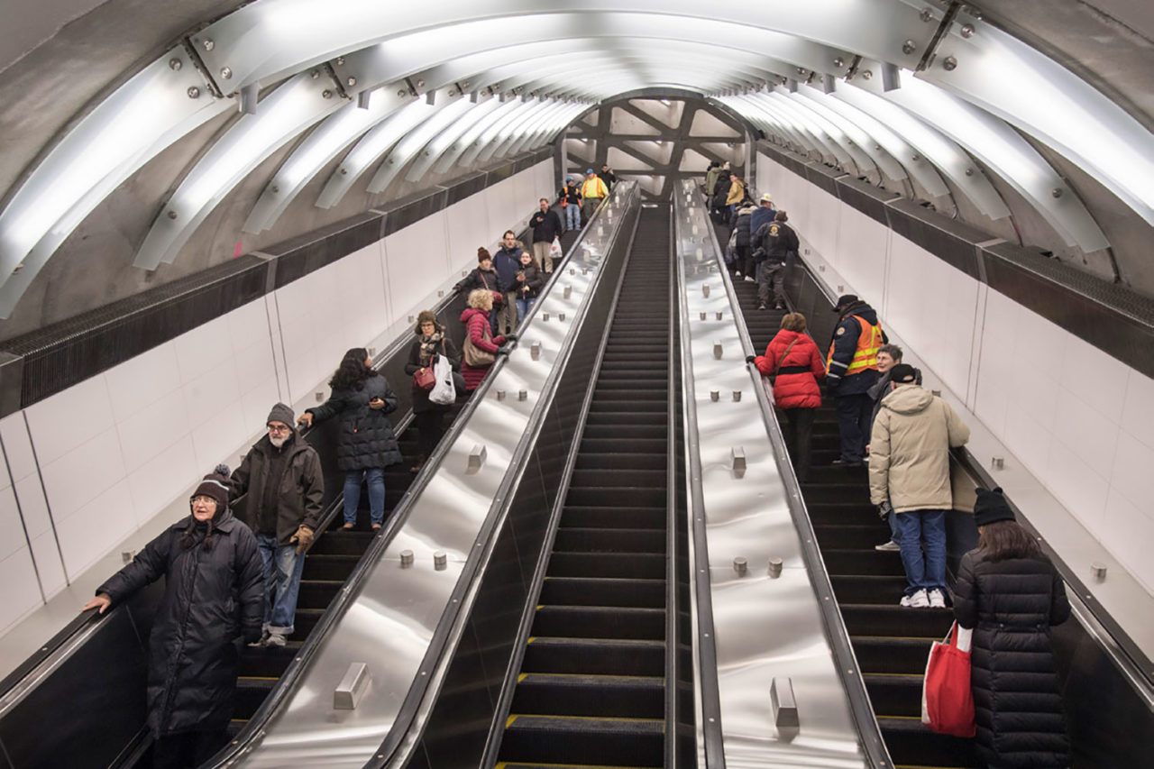 Descent from Street Level- 96th Street Station Second Avenue Subway. Chief Architect/Design Oversight at MTANY. Design Architect: Fox & Fowle Architects/ AECOM/ARUP Jt. Venture. Photo: Patrick Cashin, Staff Photographer, MTANY.