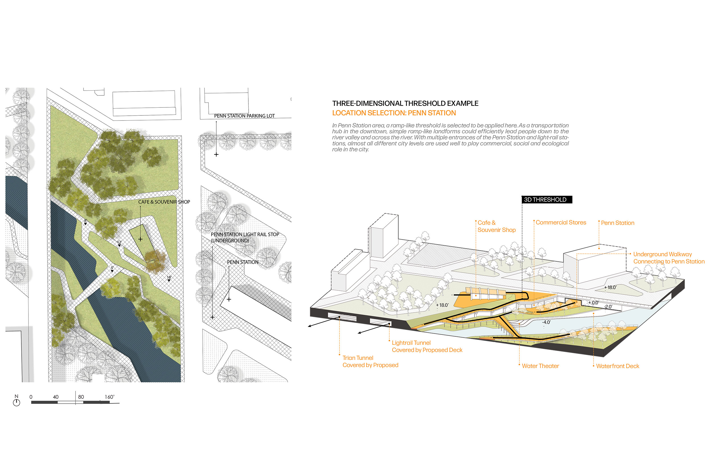 Three-Dimensional Urban Thresholds. Student: Yuzhe Ma, Rhode Island School of Design, Master of Landscape Architecture, 2020. Location: Newburgh, NY. Image: Yuzhe Ma.
