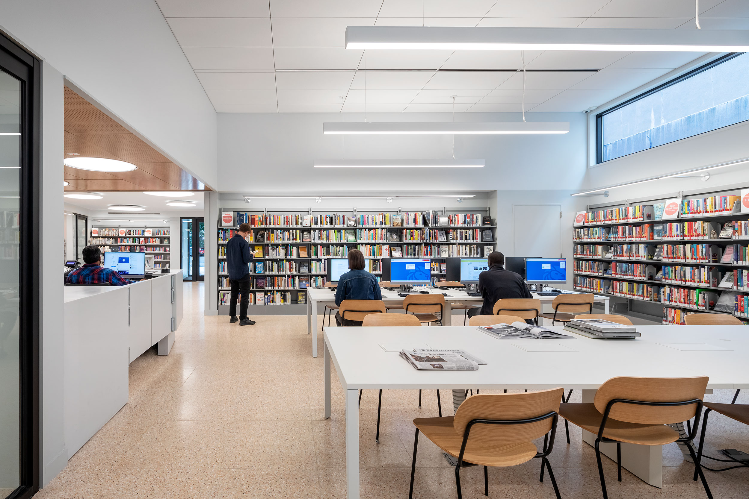 New York Public Library Van Cortlandt Branch. Architect: Andrew Berman Architect. Location: Bronx, NY. Photo: Michael Moran.