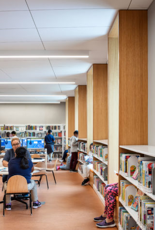 New York Public Library Van Cortlandt Branch. Architect: Andrew Berman Architect. Location: Bronx, NY. Photo: Michael Moran.