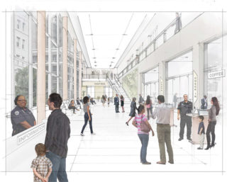 An image from an overview of Beyond Rikers: Master Plan for the Borough-Based Jails shows the transformation of New York's carceral system. Image credit: Courtesy of New York City Department of Design and Construction/Perkins Eastman.