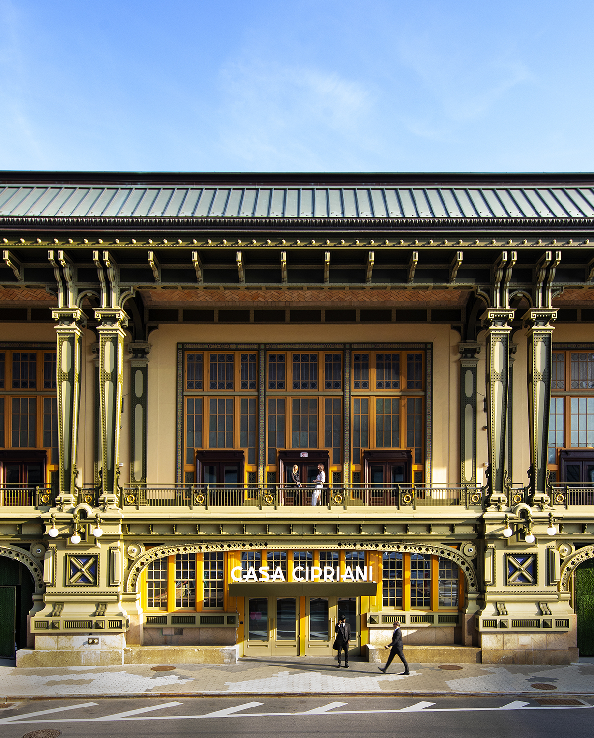 A photo of the exterior of Casa Cipriani at the Battery Maritime Building, designed by Marvel with interiors by the Office of Thierry W. Despont.