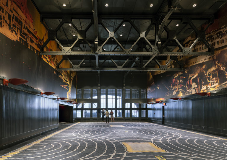 A photo of the lobby of Casa Cipriani at the Battery Maritime Building, designed by Marvel with interiors by the Office of Thierry W. Despont.