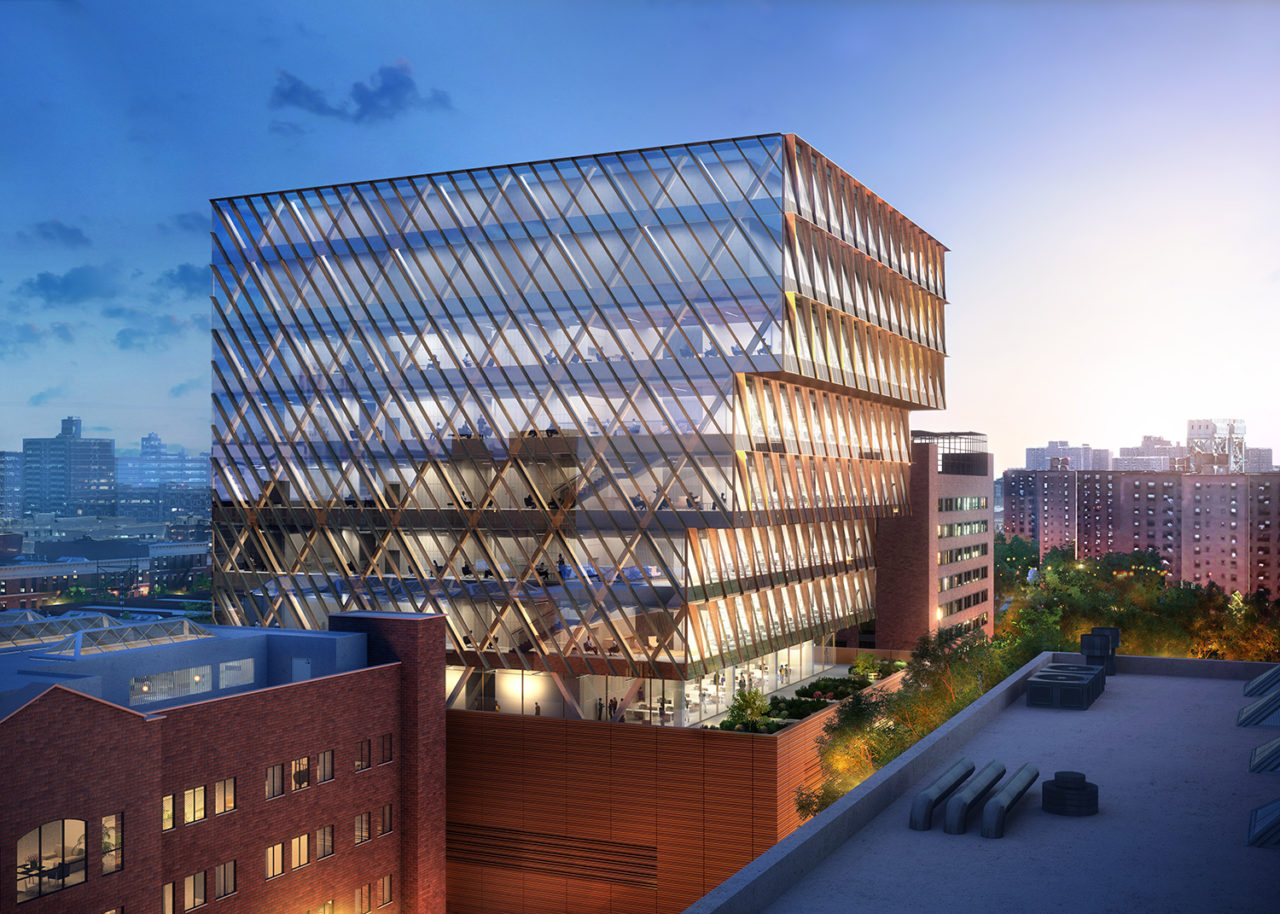A rendering of the exterior of the Public Health Laboratory by SOM.