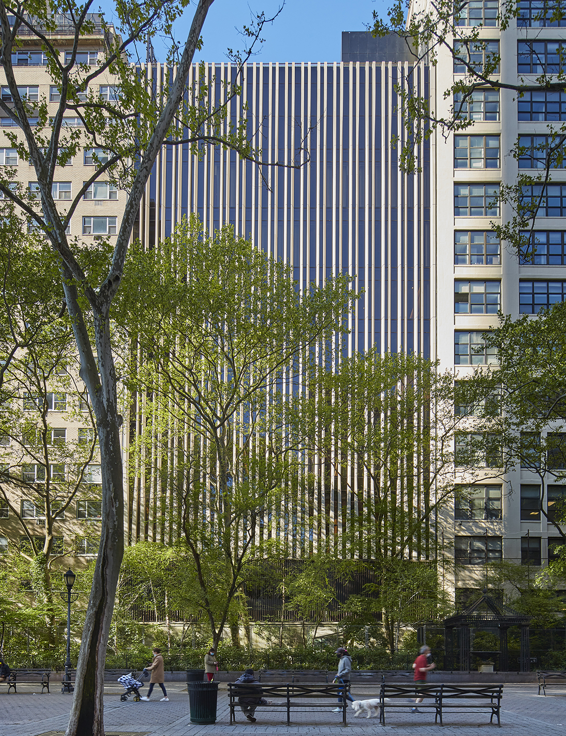Photo of the exterior of the UAE Mission to the UN, showing striated facade.