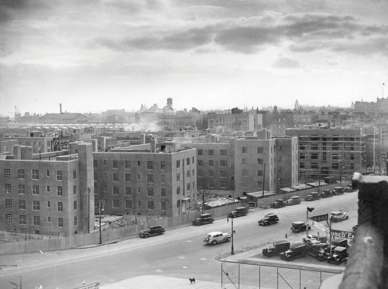 A historic image of the Harlem River Houses, one of the first federally financed public housing developments in the country. than 800 two- to four-story prefabricated homes that have been built on a 45-acre former landfill site in East Brooklyn.